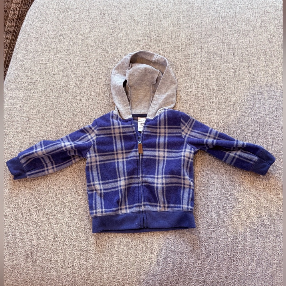 Carter’s Plaid Fleece Sweatshirt with Cotton Hoodie